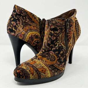 Diba Paisley Ankle Boots - Black and Brown
